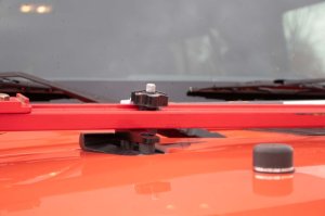 Jeep Wrangler Jack Mount - Hood - Fishbone Offroad - Hood Mounted Hi-Lift - Black textured powder coat - `07-`18